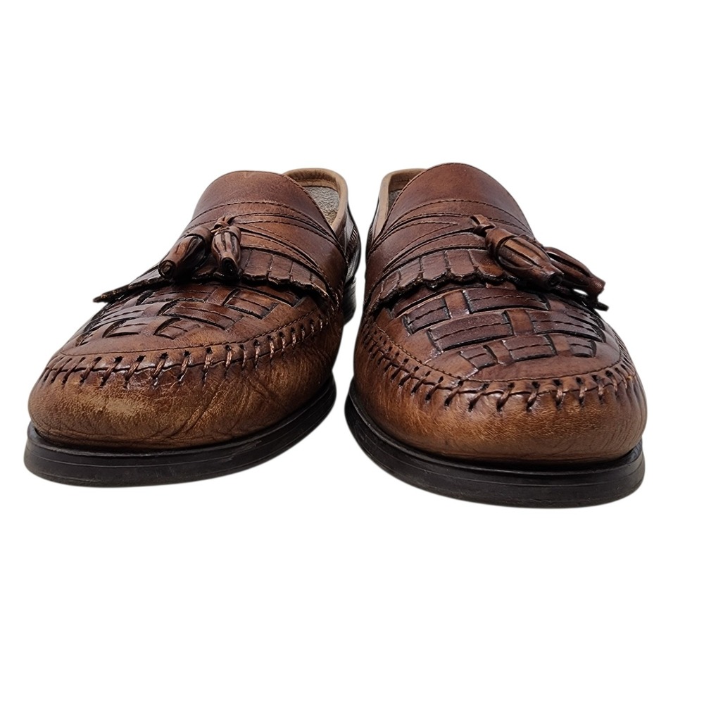 Giorgio Brutini Loafer 11 Men Kiltie Woven Tassels Bartell Brown Leather Slip On - Picture 4 of 14